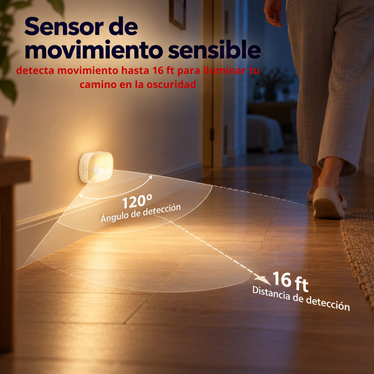 Luz Nocturna recargable con sensor de movimiento