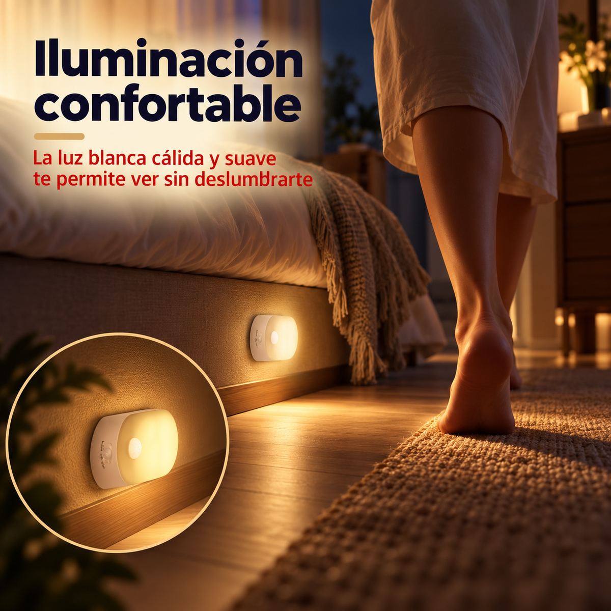 Luz Nocturna recargable con sensor de movimiento