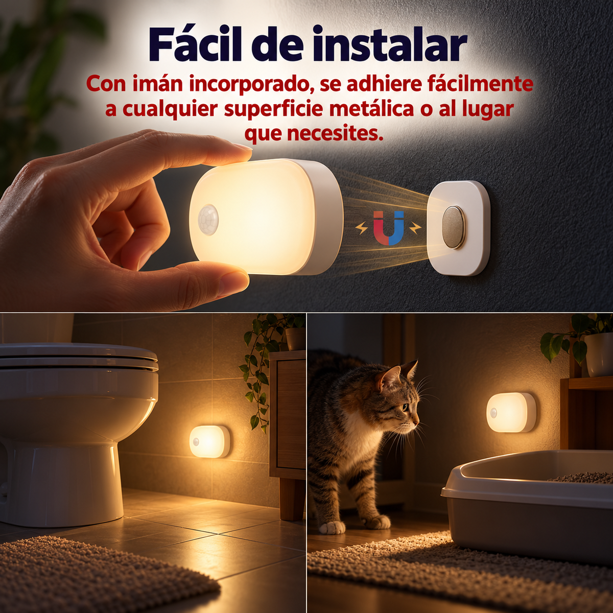 Luz Nocturna recargable con sensor de movimiento