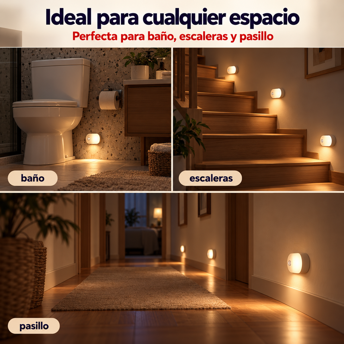Luz Nocturna recargable con sensor de movimiento